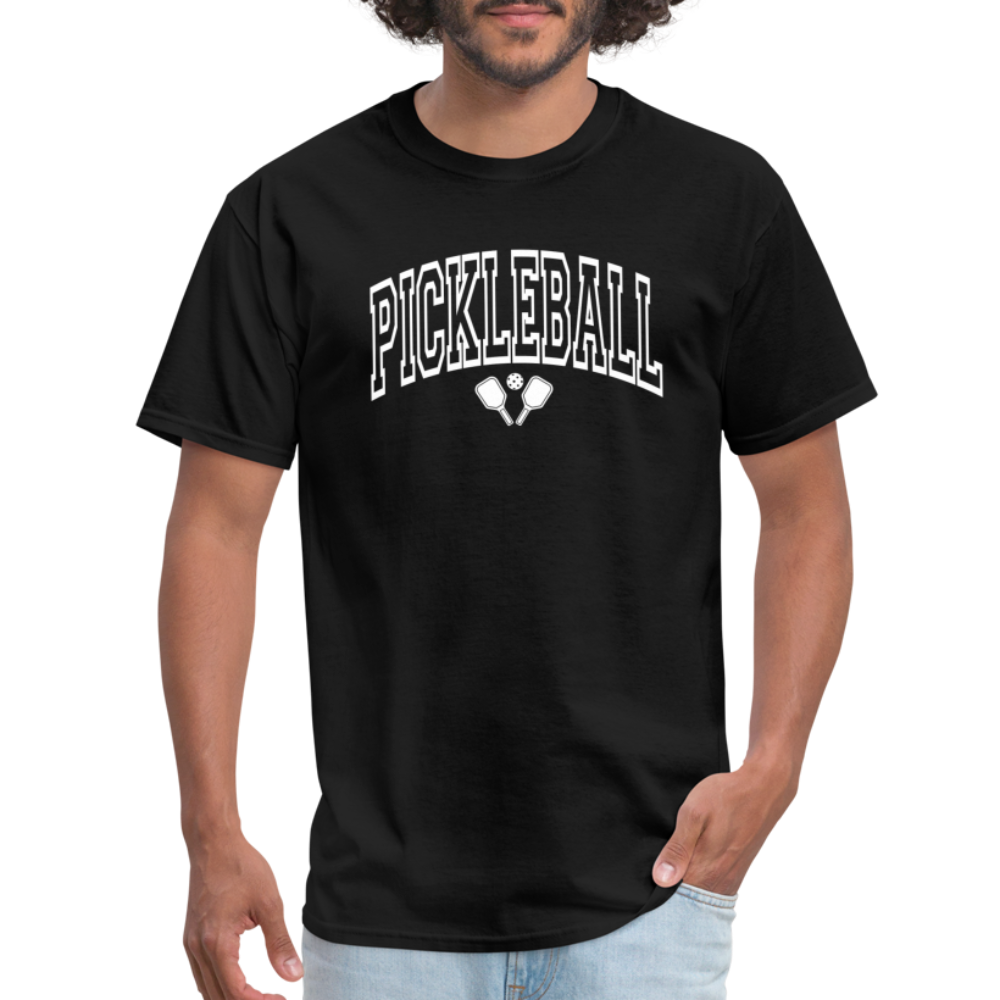 Pickleball T-Shirt (White Arch Letters) - black