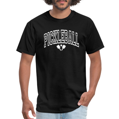 Pickleball T-Shirt (White Arch Letters) - black