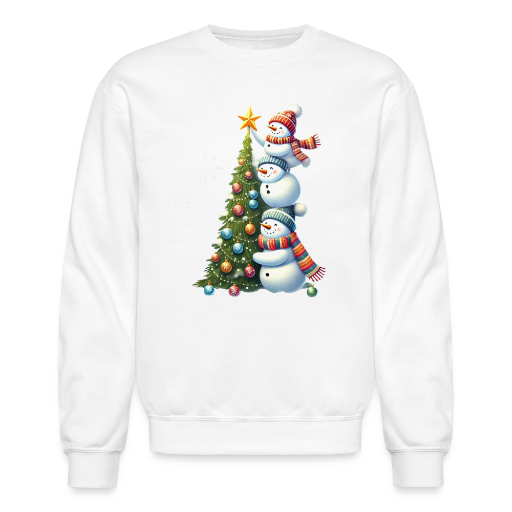 Cute Snowman Decorating Christmas Tree Sweatshirt - white