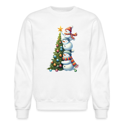 Cute Snowman Decorating Christmas Tree Sweatshirt - white