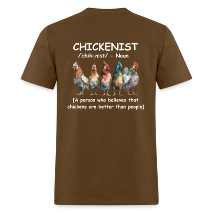 Chickenist T-Shirt (double sided print) - brown