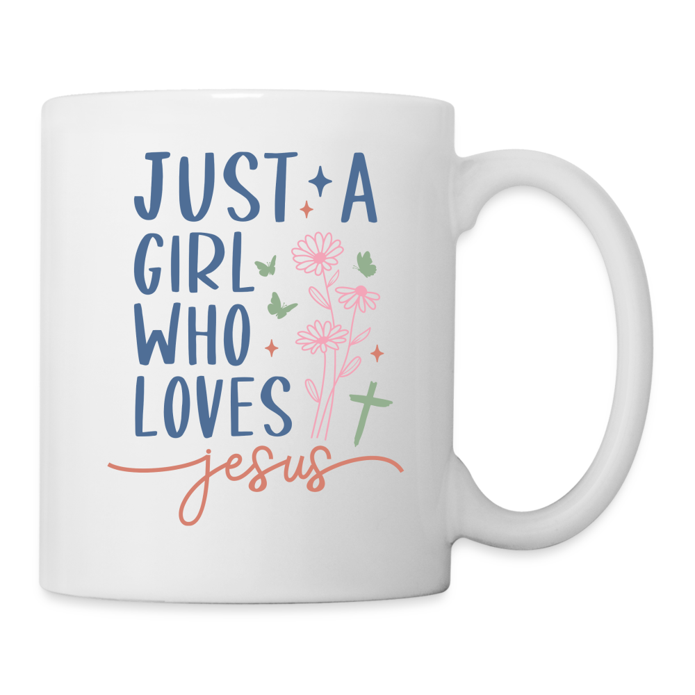 Just A Girl Who Loves Jesus Coffee Mug - white