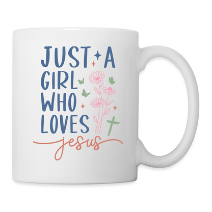 Just A Girl Who Loves Jesus Coffee Mug - white