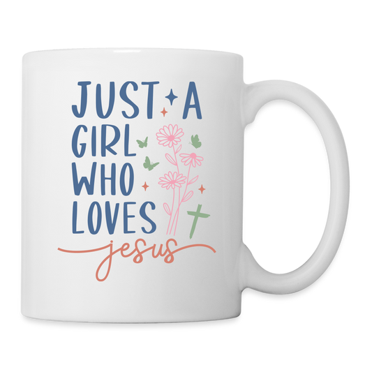 Just A Girl Who Loves Jesus Coffee Mug - white