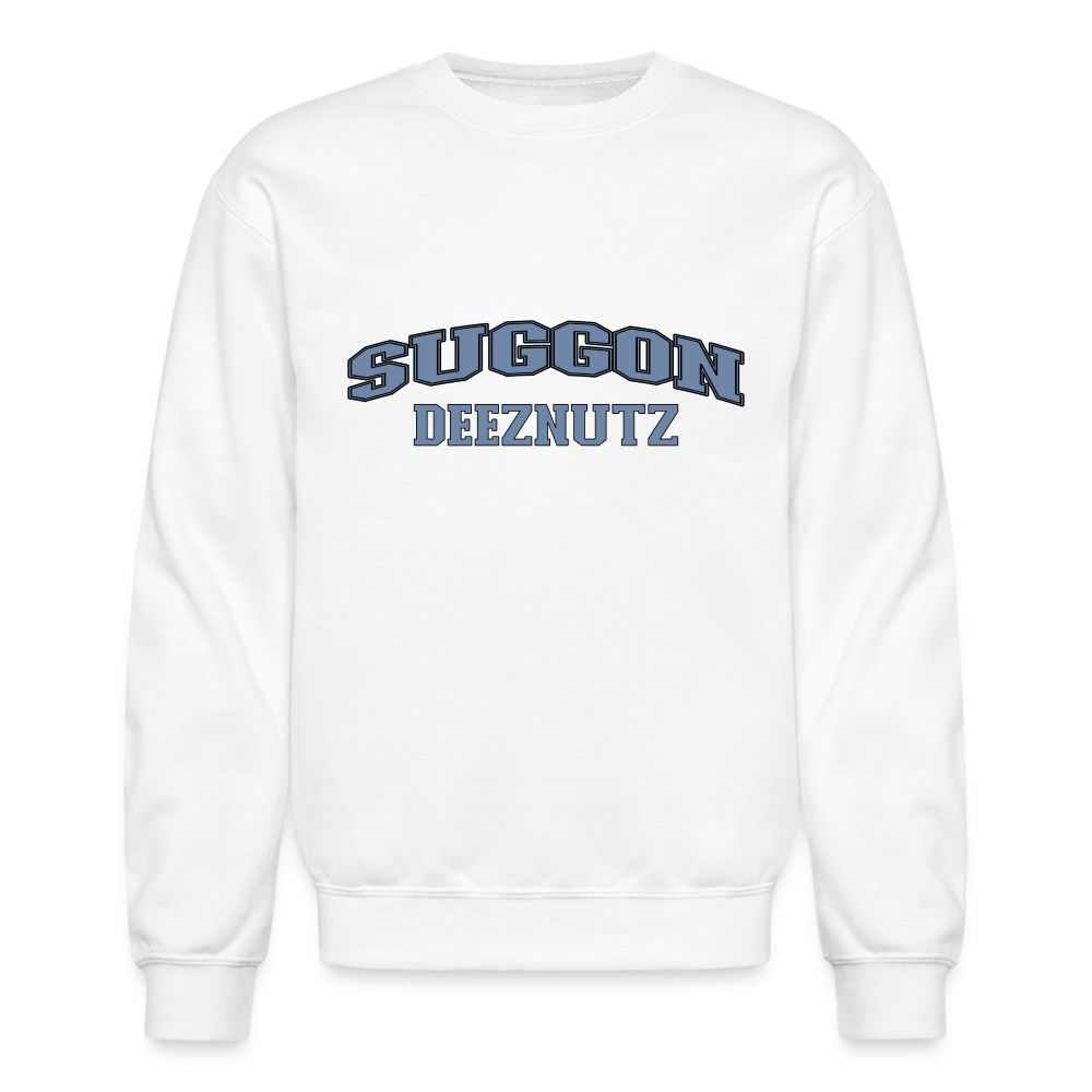 Suggon Deeznutz Sweatshirt (in Blue Ball Colors - Funny Sexual Humor) - white