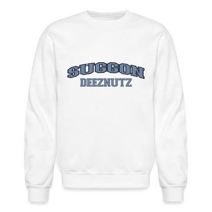 Suggon Deeznutz Sweatshirt (in Blue Ball Colors - Funny Sexual Humor) - white