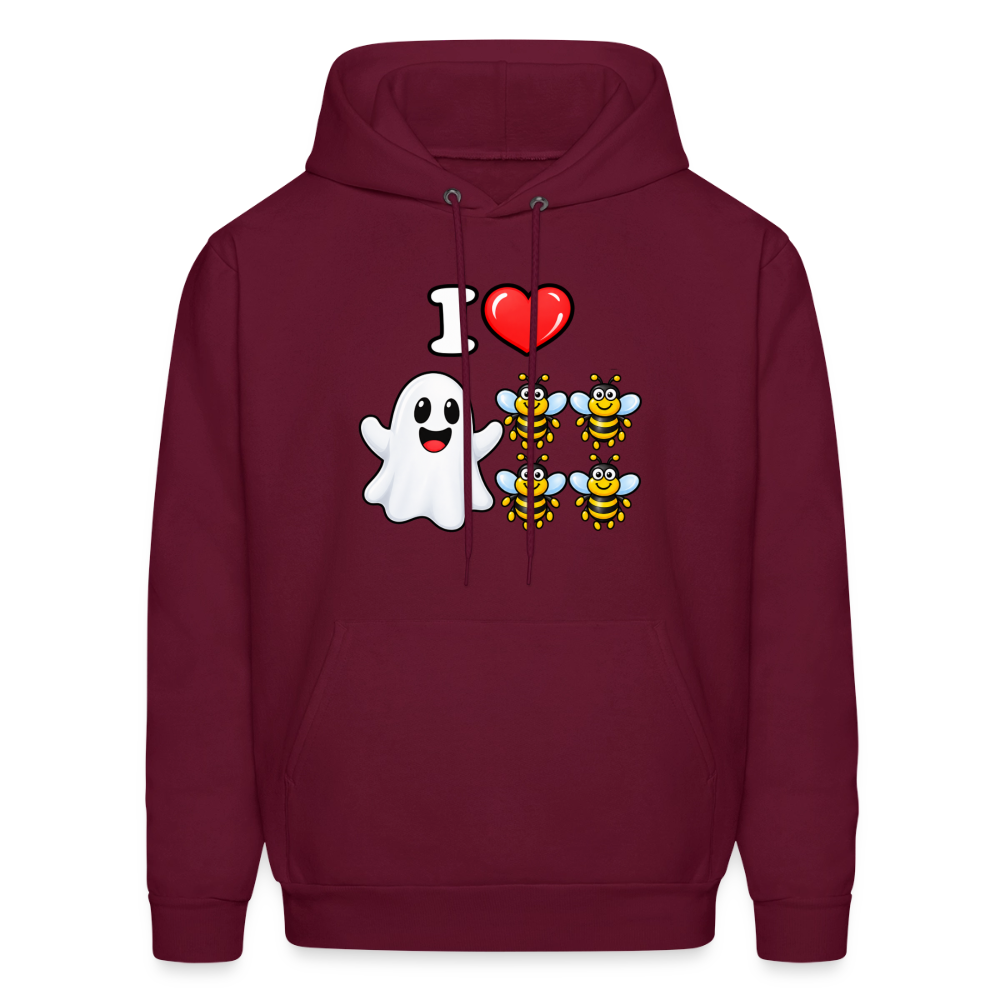 I Heart Boo Bees Hoodie – Funny Halloween Adult Humor - burgundy