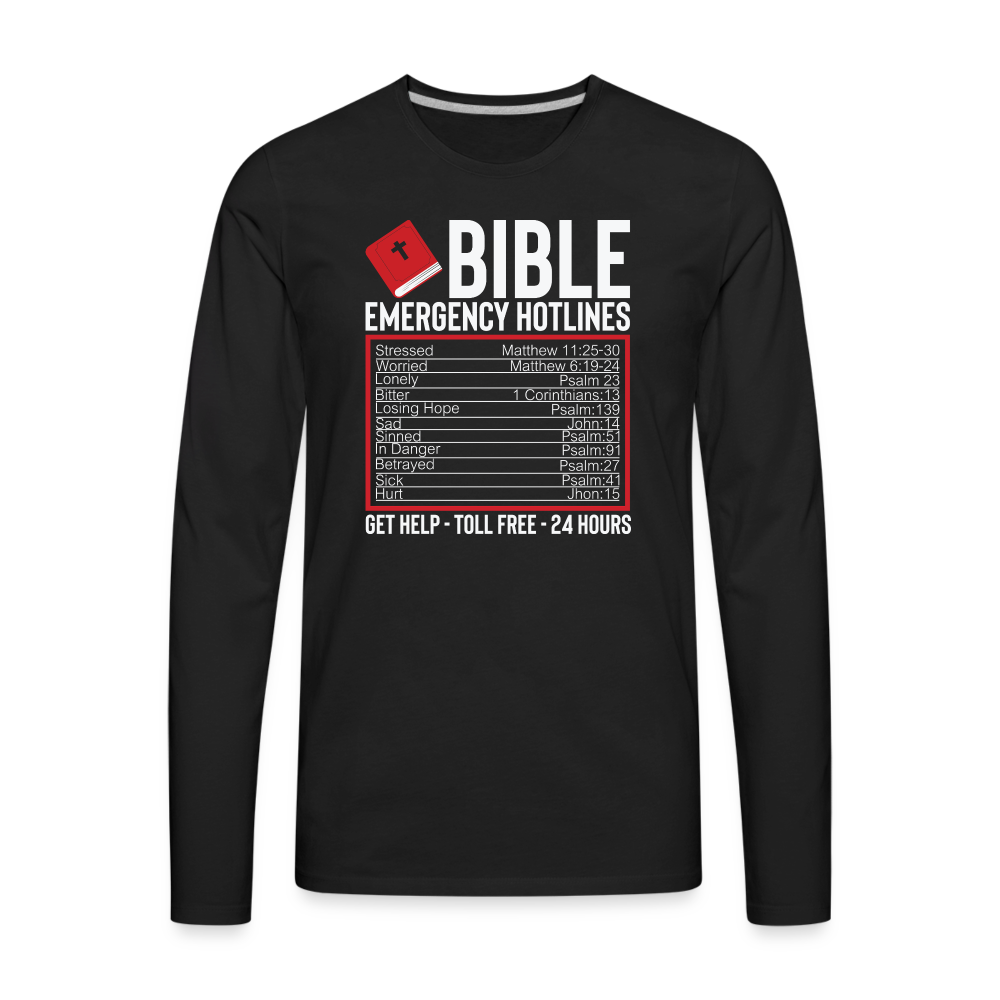 Bible Emergency Hotline (Scriptures) Men's Premium Long Sleeve T-Shirt - black