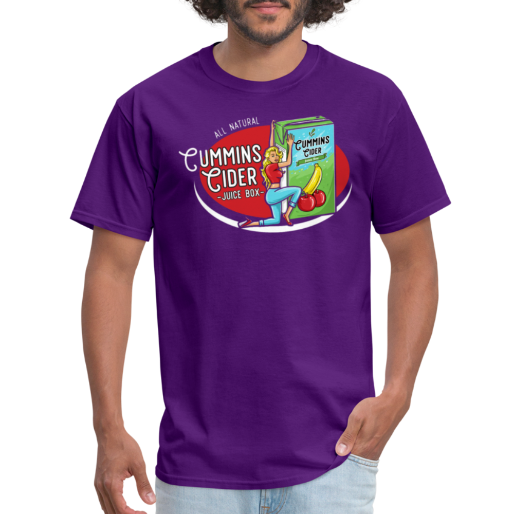 Cummins Cider Juice Box (Adult Sexual Humor) T-Shirt - purple