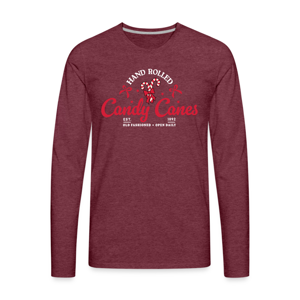 Hand Rolled Candy Canes Men's Premium Long Sleeve T-Shirt - heather burgundy