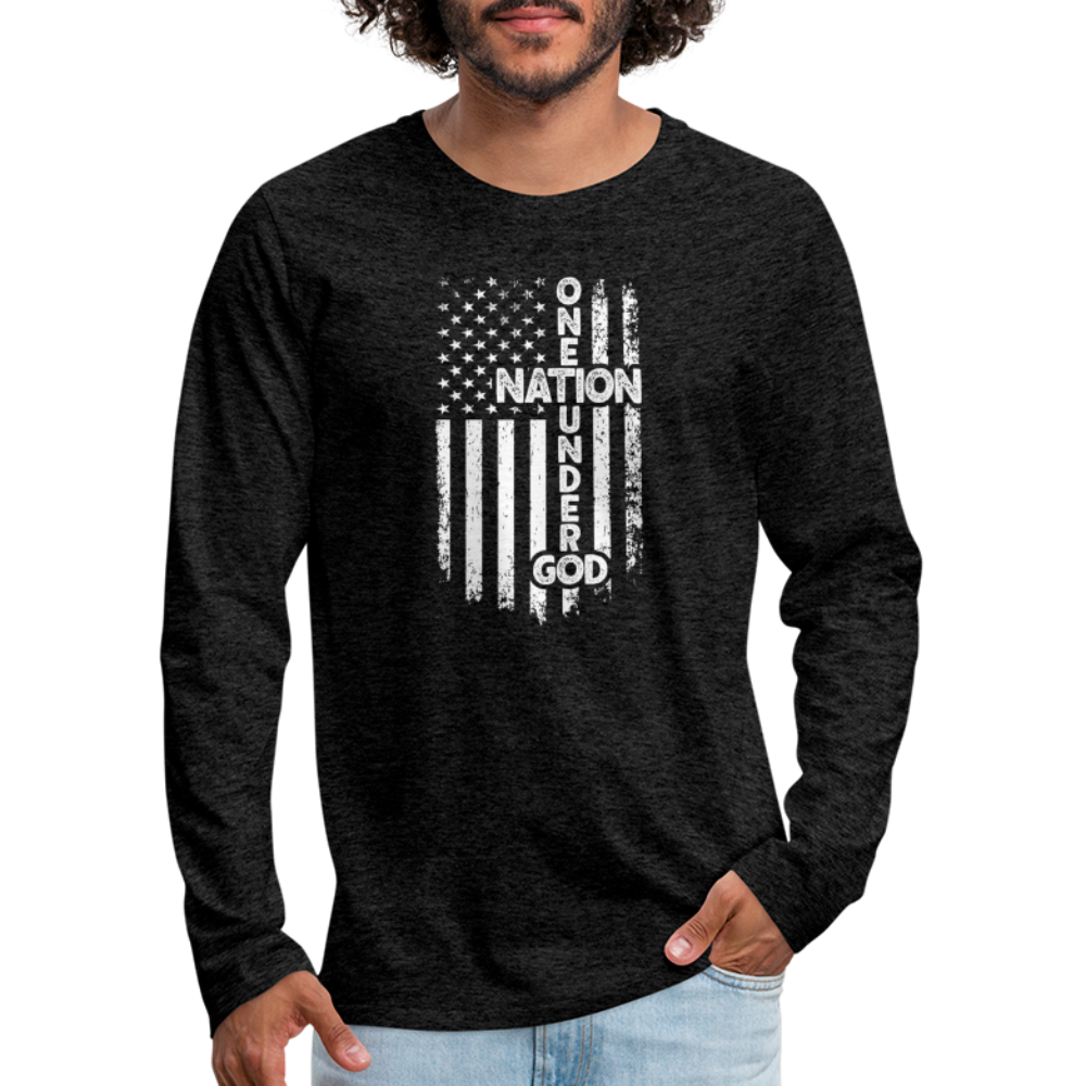 One Nation Under God Men's Premium Long Sleeve T-Shirt - charcoal grey