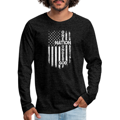 One Nation Under God Men's Premium Long Sleeve T-Shirt - charcoal grey