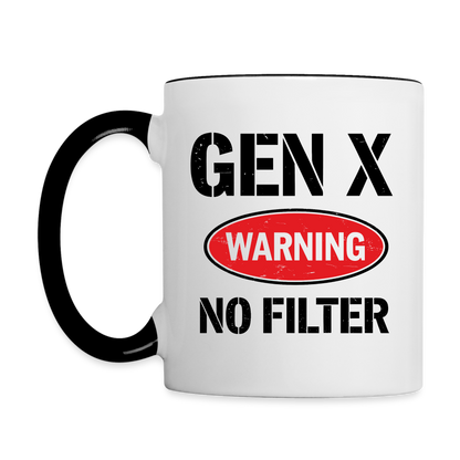 GEN-X Warning No Filter Coffee Mug - white/black