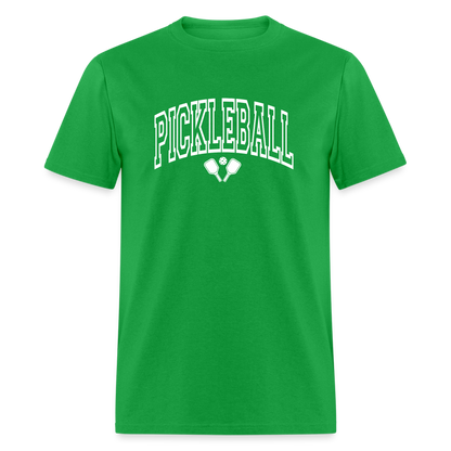 Pickleball T-Shirt (White Arch Letters) - bright green