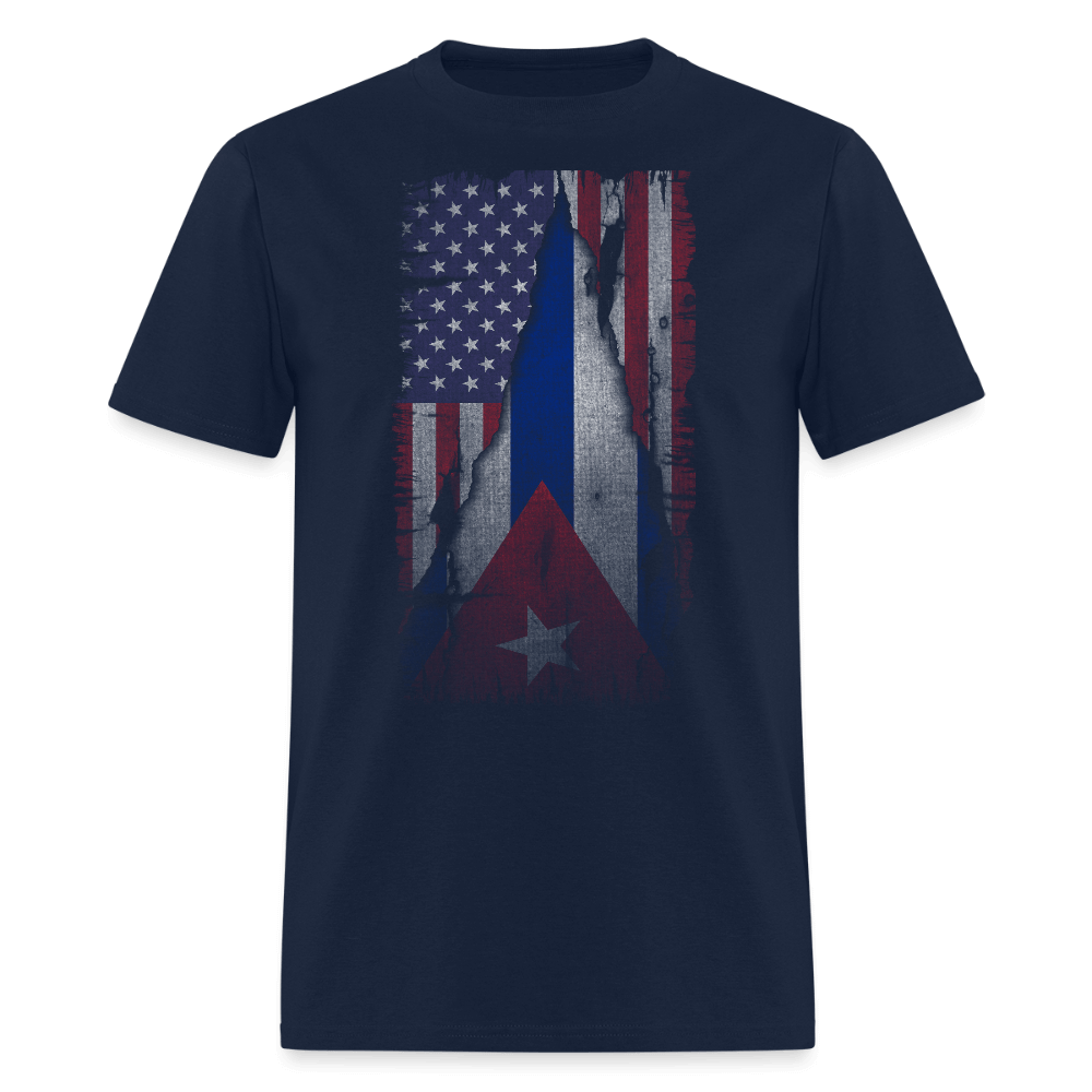 Cuba & USA Flag T-Shirt – Cuban American Pride Tee Color: navy