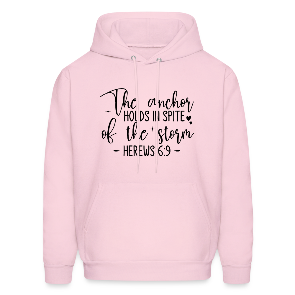 The Anchor Holds in Spit of the Storm Hoodie (Hebrews 6:9) - pale pink