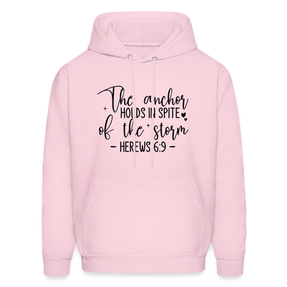 The Anchor Holds in Spit of the Storm Hoodie (Hebrews 6:9) - pale pink