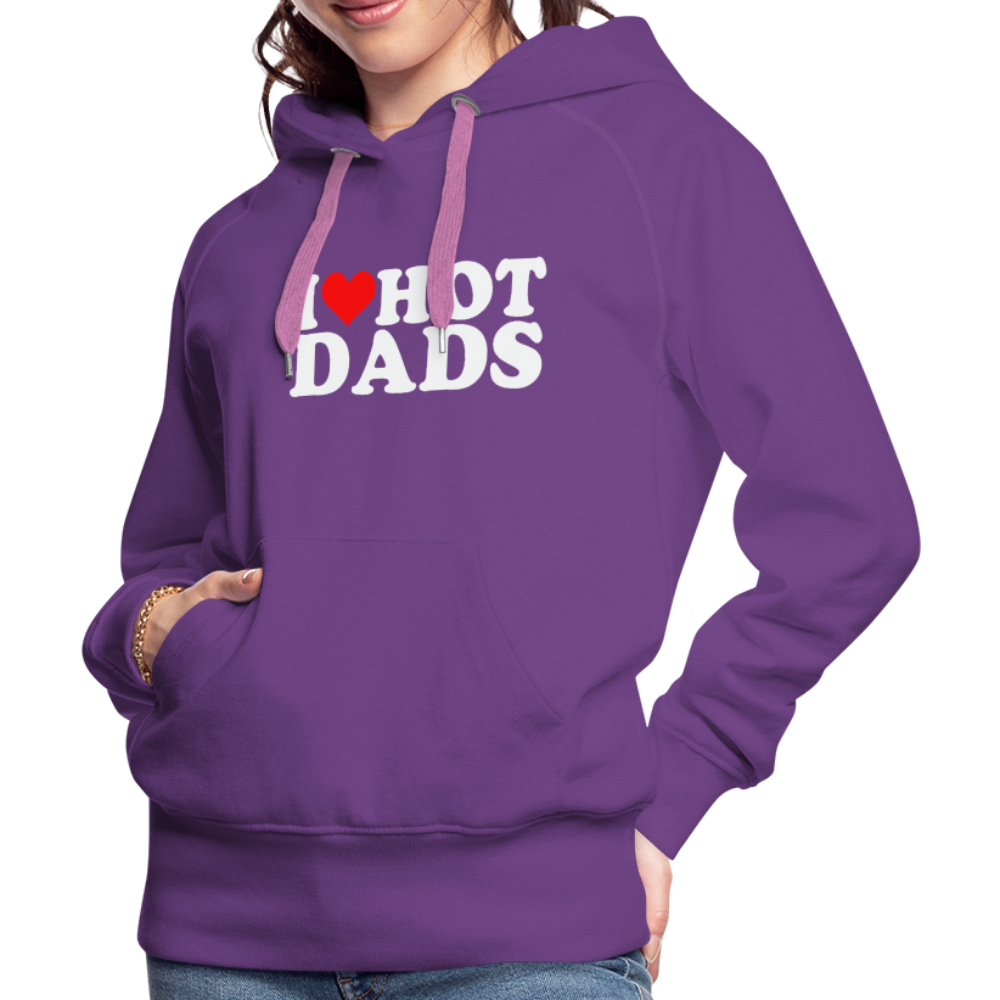 I Heart Hot Dads (Funny I Love Hot Dads) Women’s Premium Hoodie - purple 