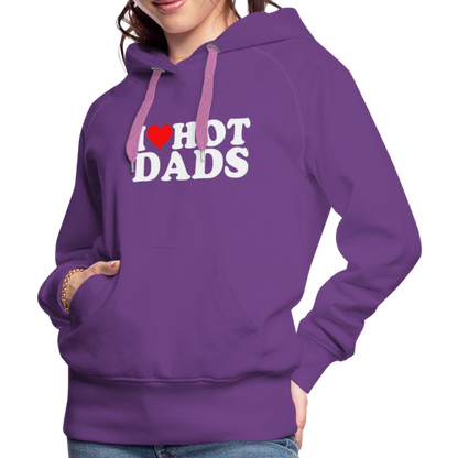 I Heart Hot Dads (Funny I Love Hot Dads) Women’s Premium Hoodie - purple 