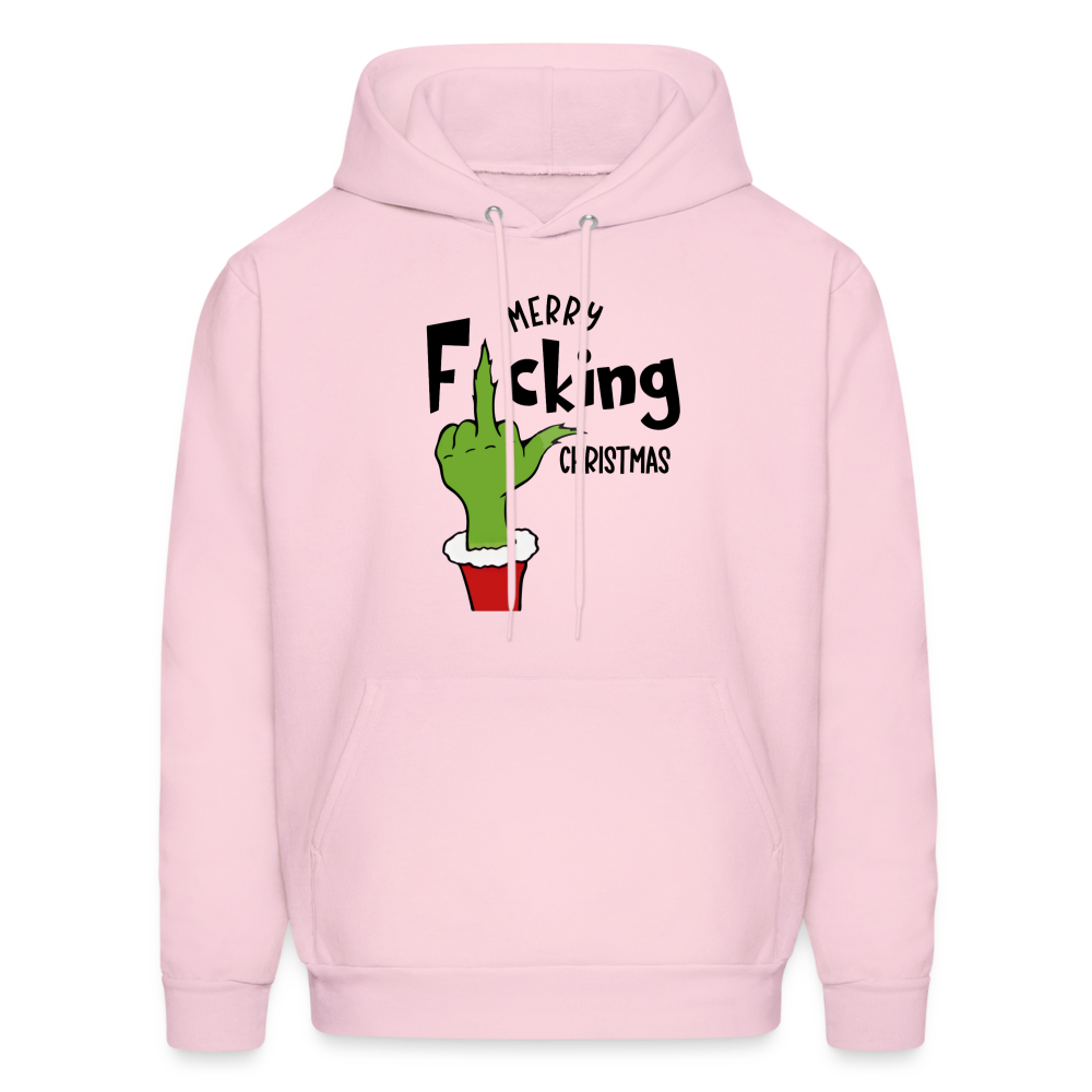 Merry F*cking Christmas Grumpy Middle Finger Hoodie - pale pink