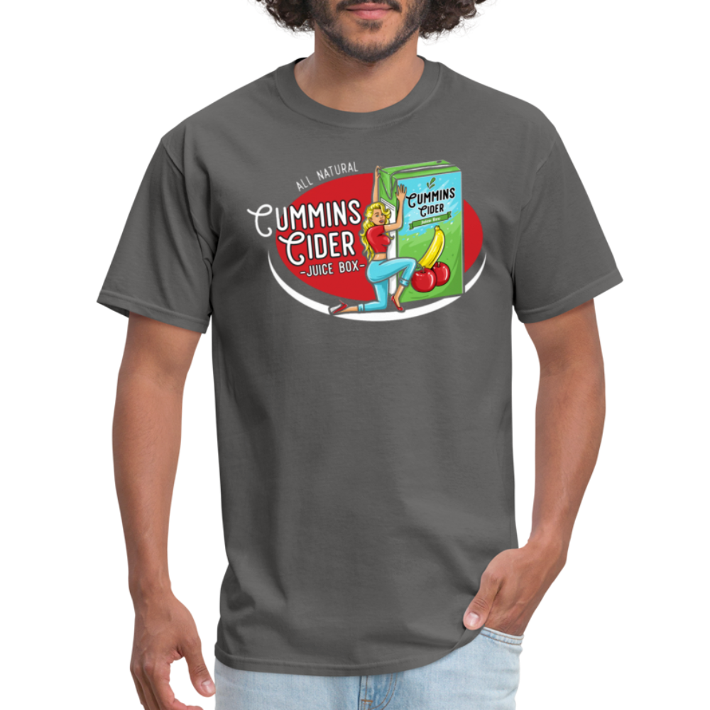 Cummins Cider Juice Box (Adult Sexual Humor) T-Shirt - charcoal