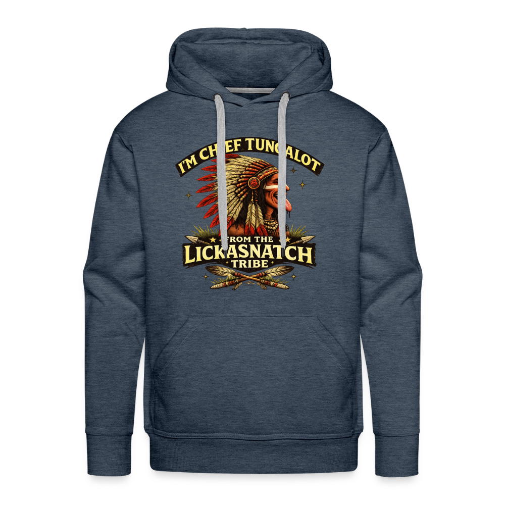 Chief Tungalot Lickasnatch Tribe Funny Hoodie Color: Heather Denim