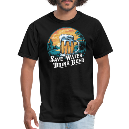 Save Water Drink Beer (Funny Drinking) T-Shirt - black