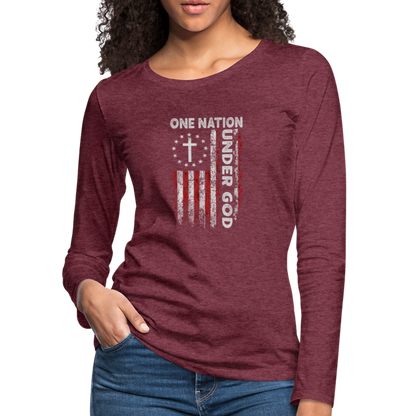 One Nation Under God Women's Premium Long Sleeve T-Shirt - heather burgundy