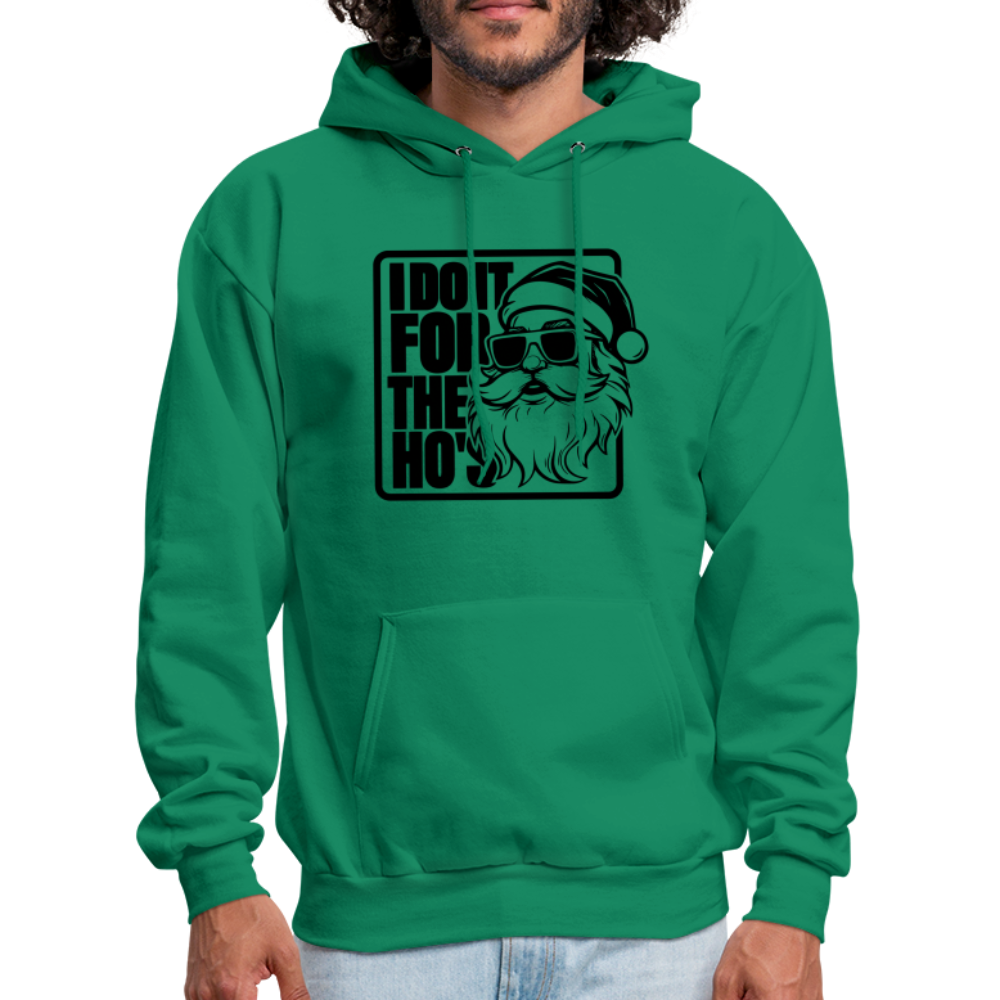 I Do It for the Ho's Funny Christmas Santa Hoodie - kelly green