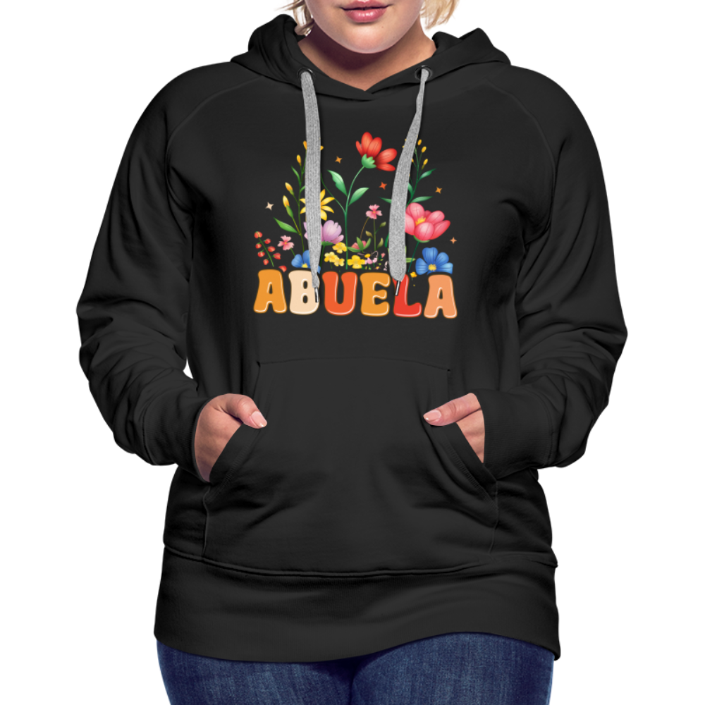 Abuela Women’s Premium Hoodie with Floral Design - black