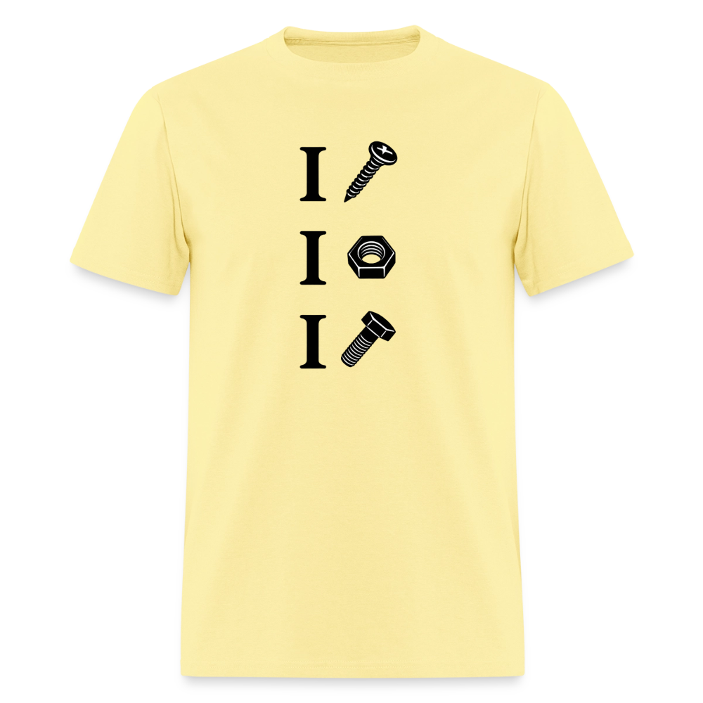 I Screw I Nut I Bolt – Funny Adult Humor T-Shirt Color: Cornsilk