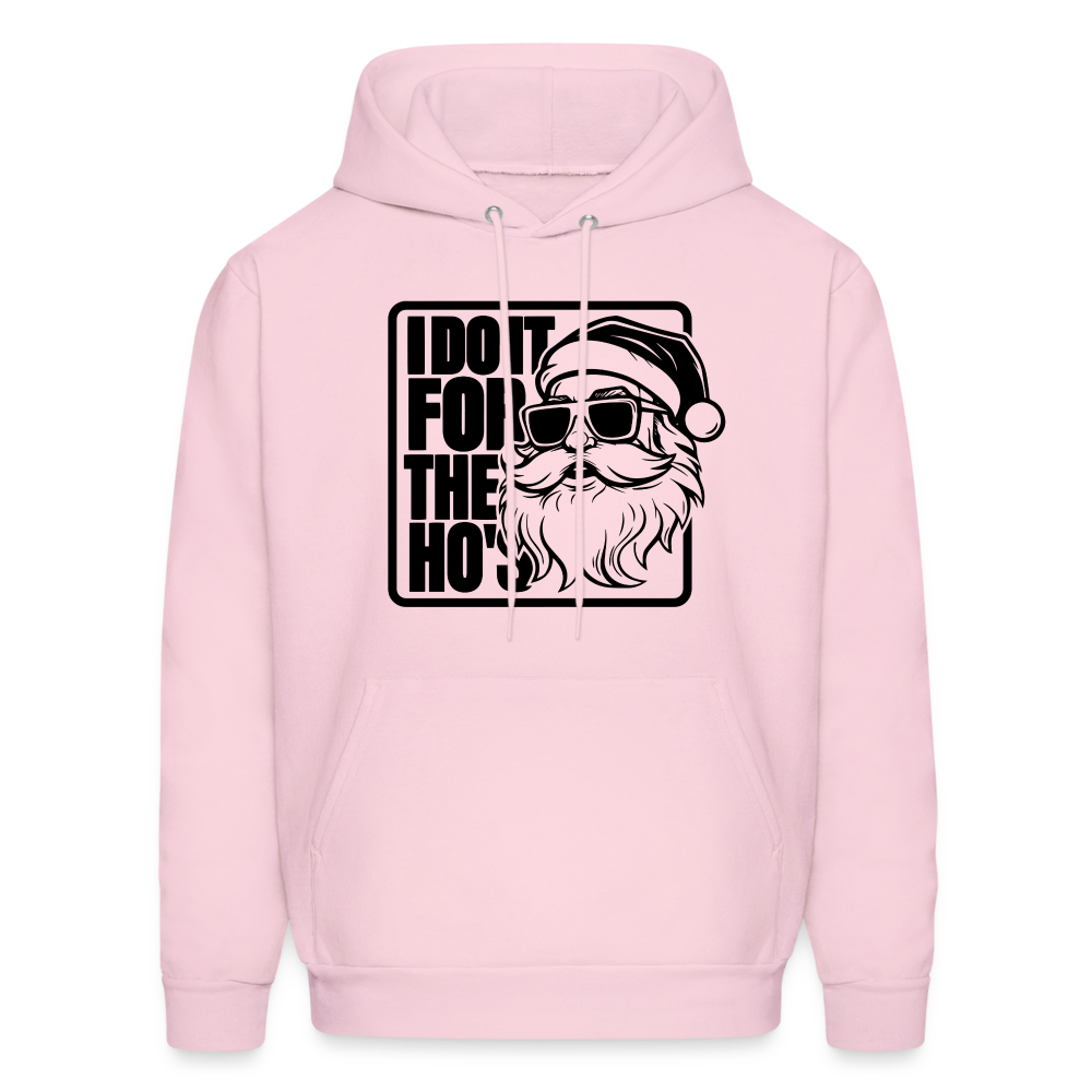 I Do It for the Ho's Funny Christmas Santa Hoodie - pale pink