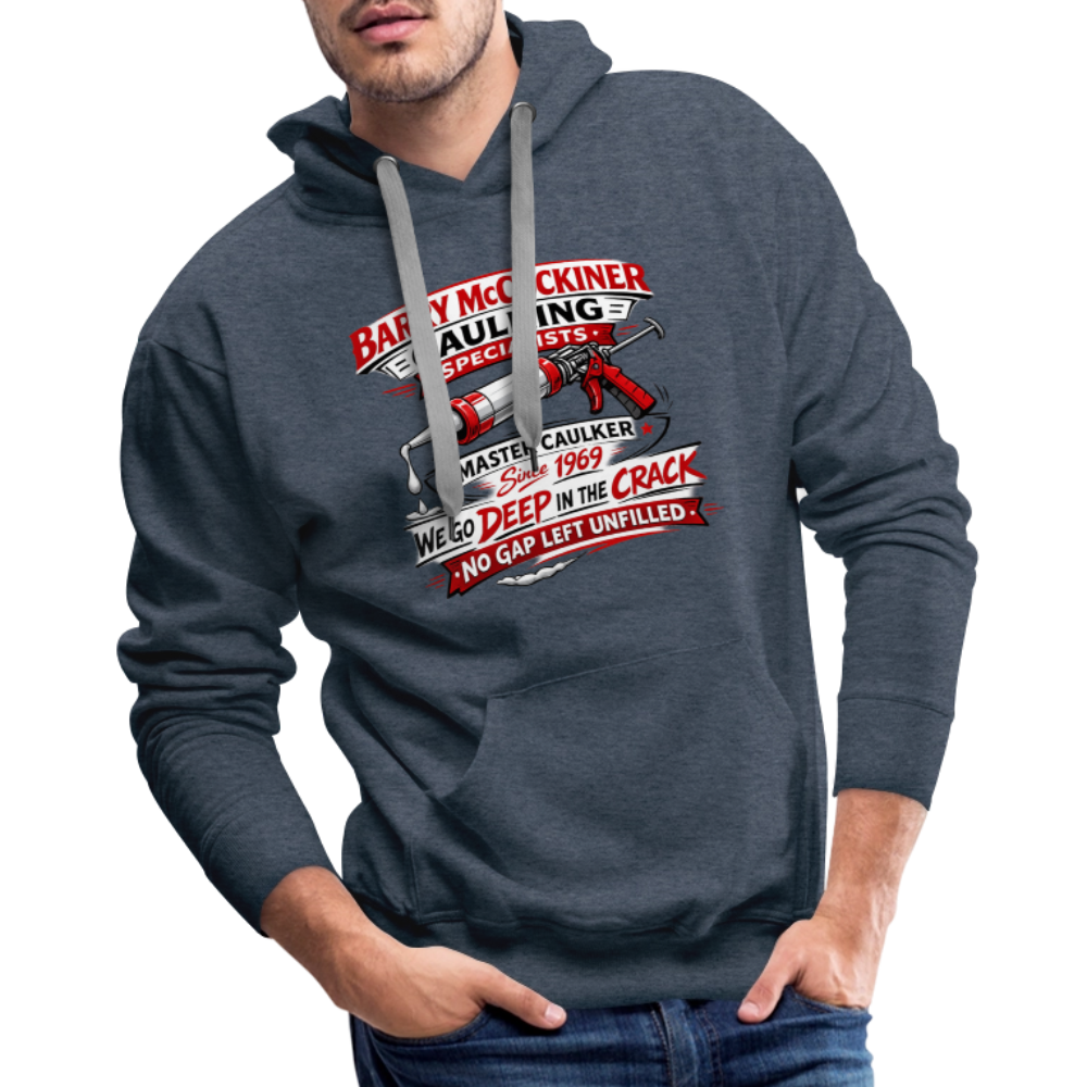 Barry McCockiner Caulking Funny Hoodie Color: Heather Denim