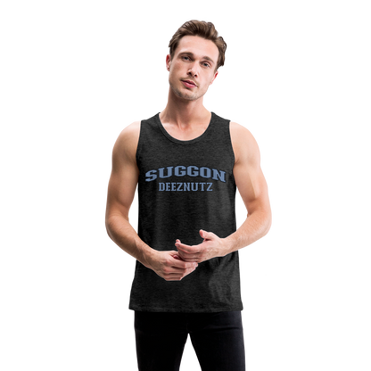 Suggon Deeznutz Tank Top (in Blue Ball Colors - Funny Sexual Humor) - charcoal grey