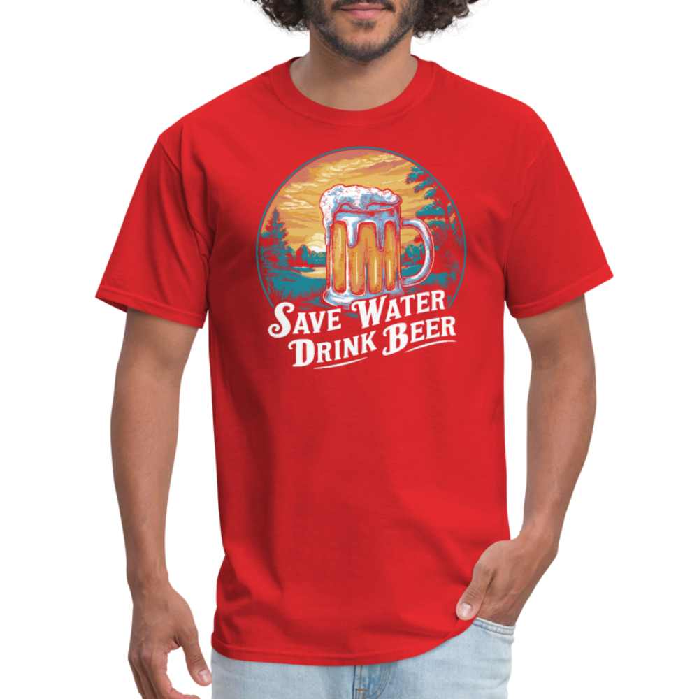 Save Water Drink Beer (Funny Drinking) T-Shirt - red