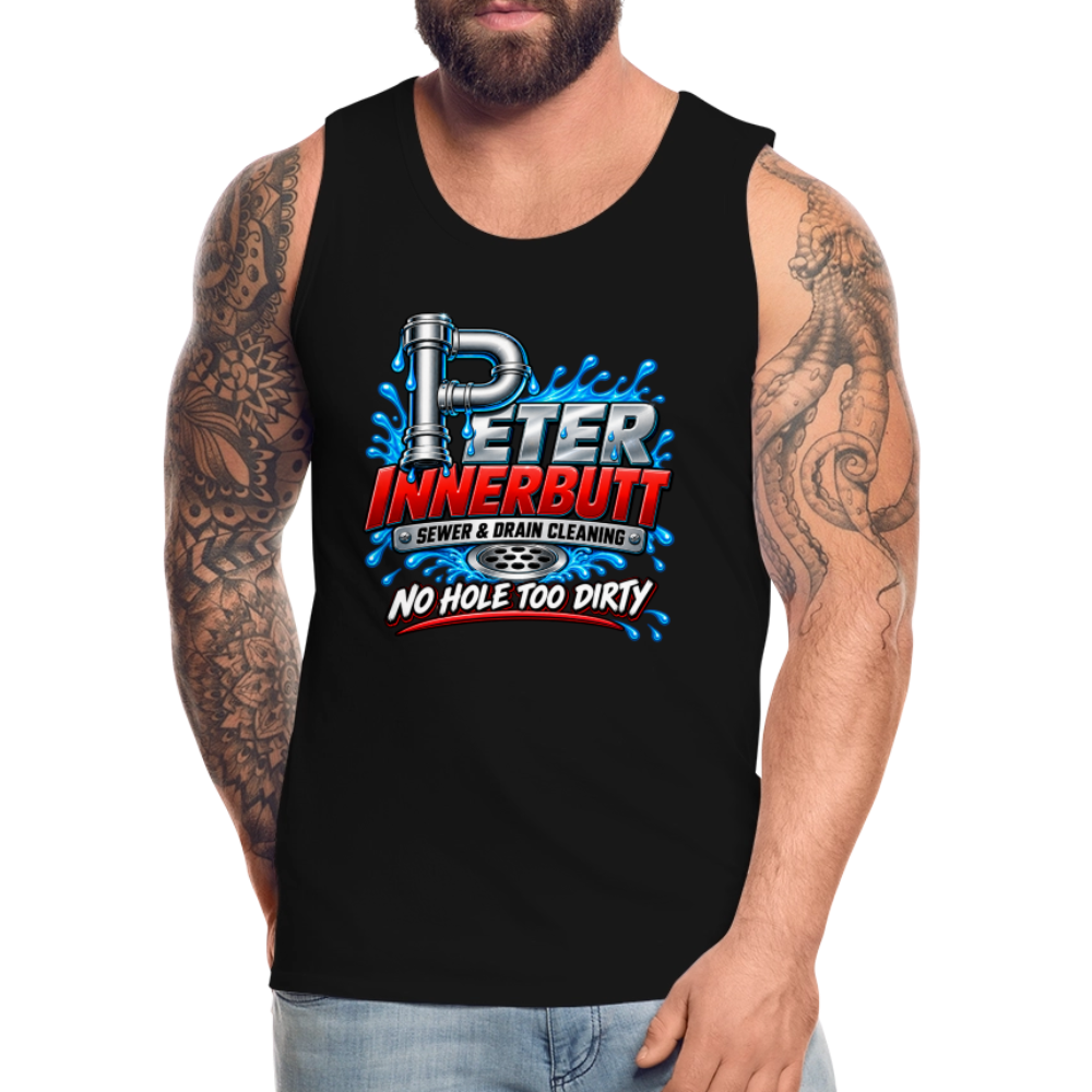 Peter Innerbutt Funny Men's Tank Top – No Hole Too Dirty Adult Humor Shirt Color: heather anthracite