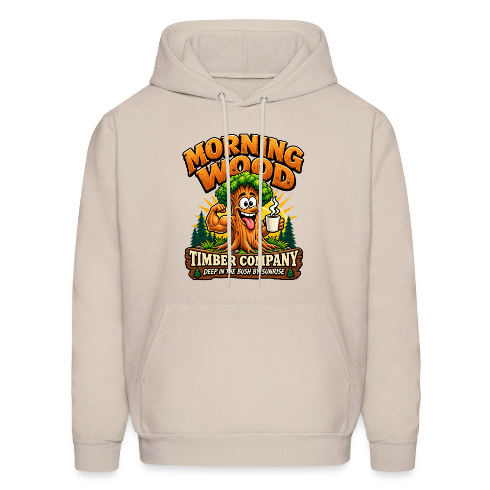 Morning Wood Timber Company Funny Adult Humor Hoodie Color: Sand