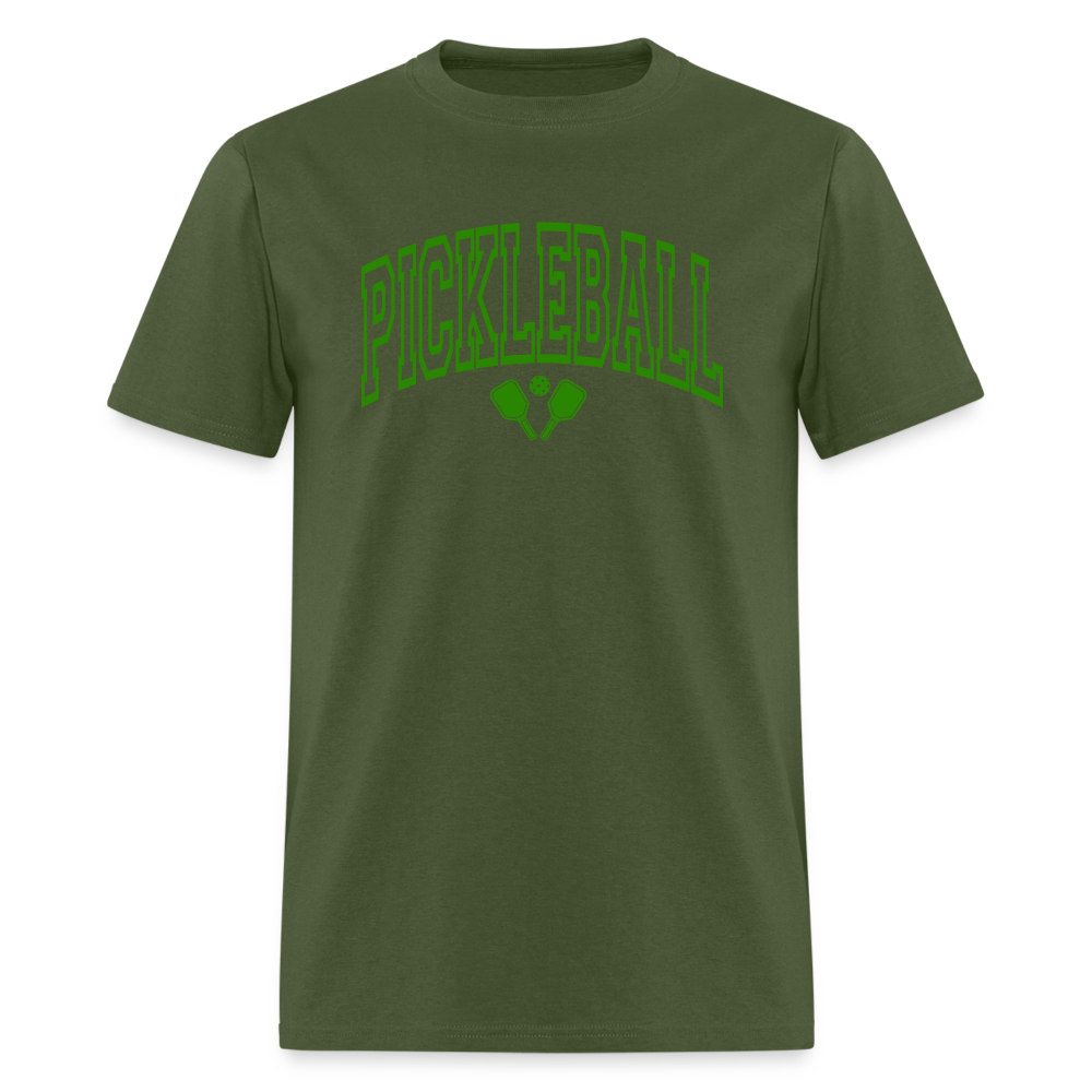 Pickleball T-Shirt (Green Arch Letters) - military green