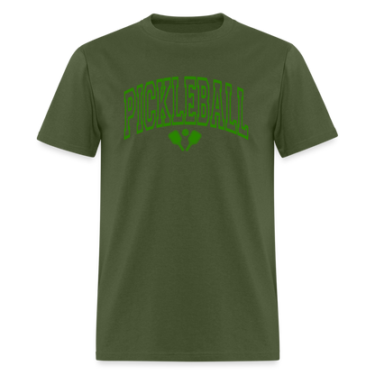 Pickleball T-Shirt (Green Arch Letters) - military green