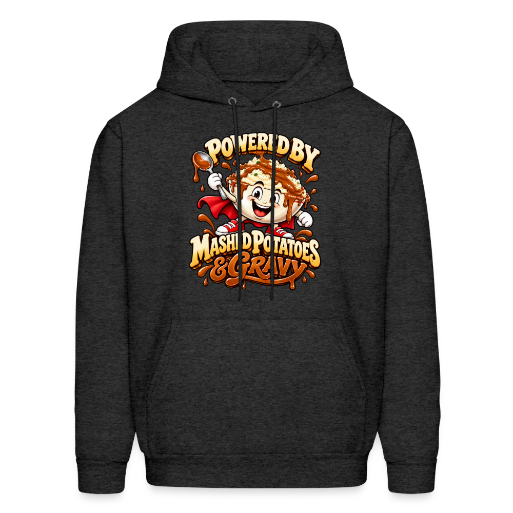 Powered by Mashed Potatoes & Gravy – Superhero Hoodie - charcoal grey