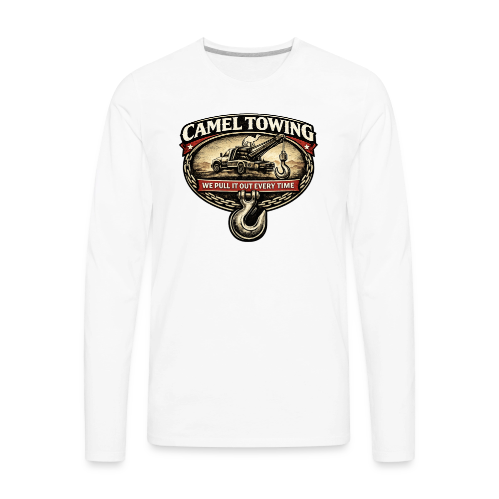 Camel Towing Funny Adult Long Sleeve Shirt Color: White