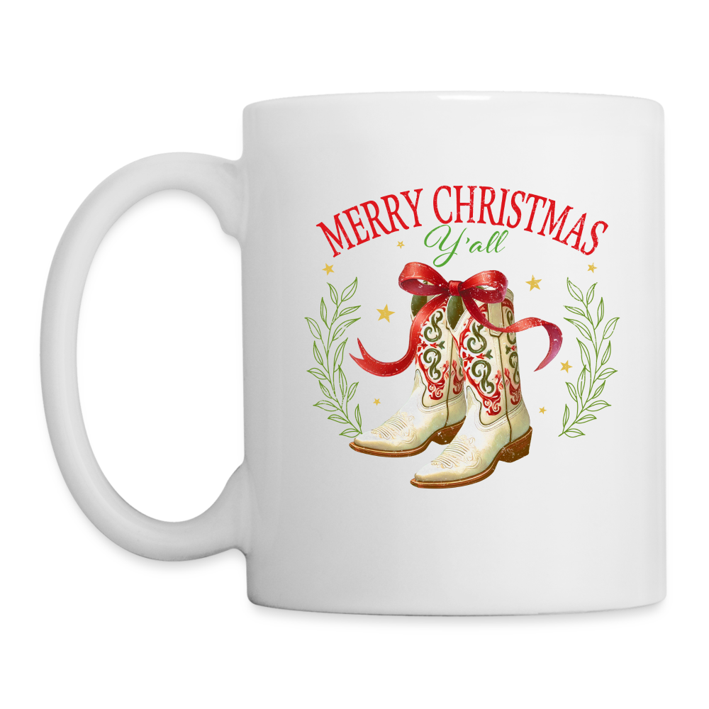 Merry Christmas Y'all Coffee Mug - white