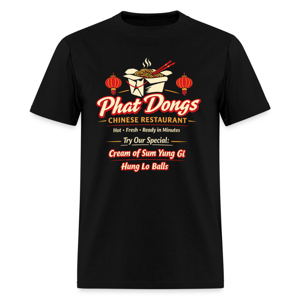 Phat Dongs Funny Chinese Restaurant T-Shirt - black