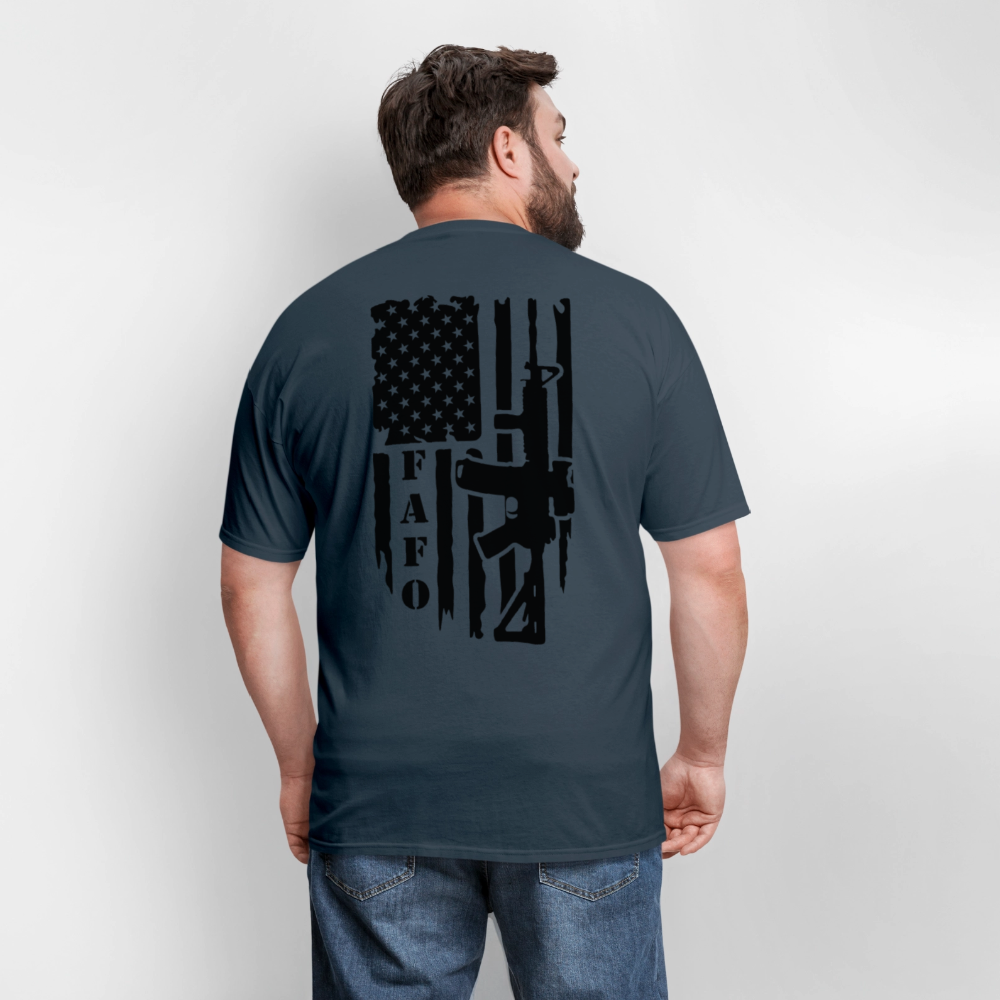 FAFO T-Shirt – AR-15 & American Flag Back Print Color: heather gray