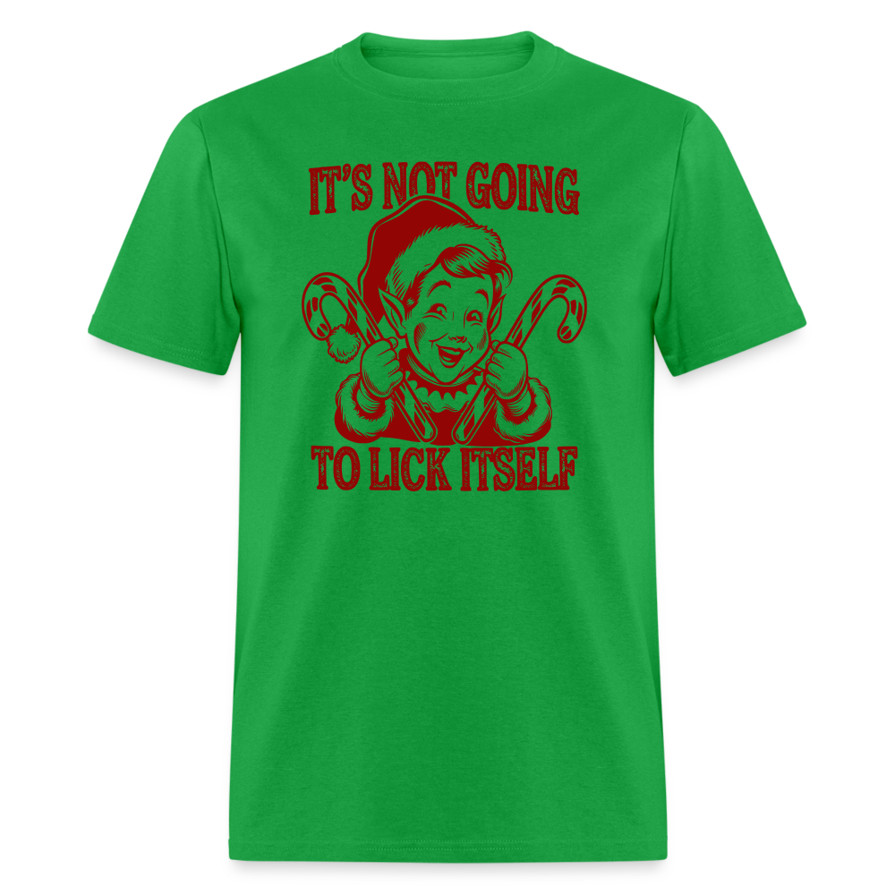 It's Not Going To Lick Itself (Naughty Christmas Elf) T-Shirt - bright green