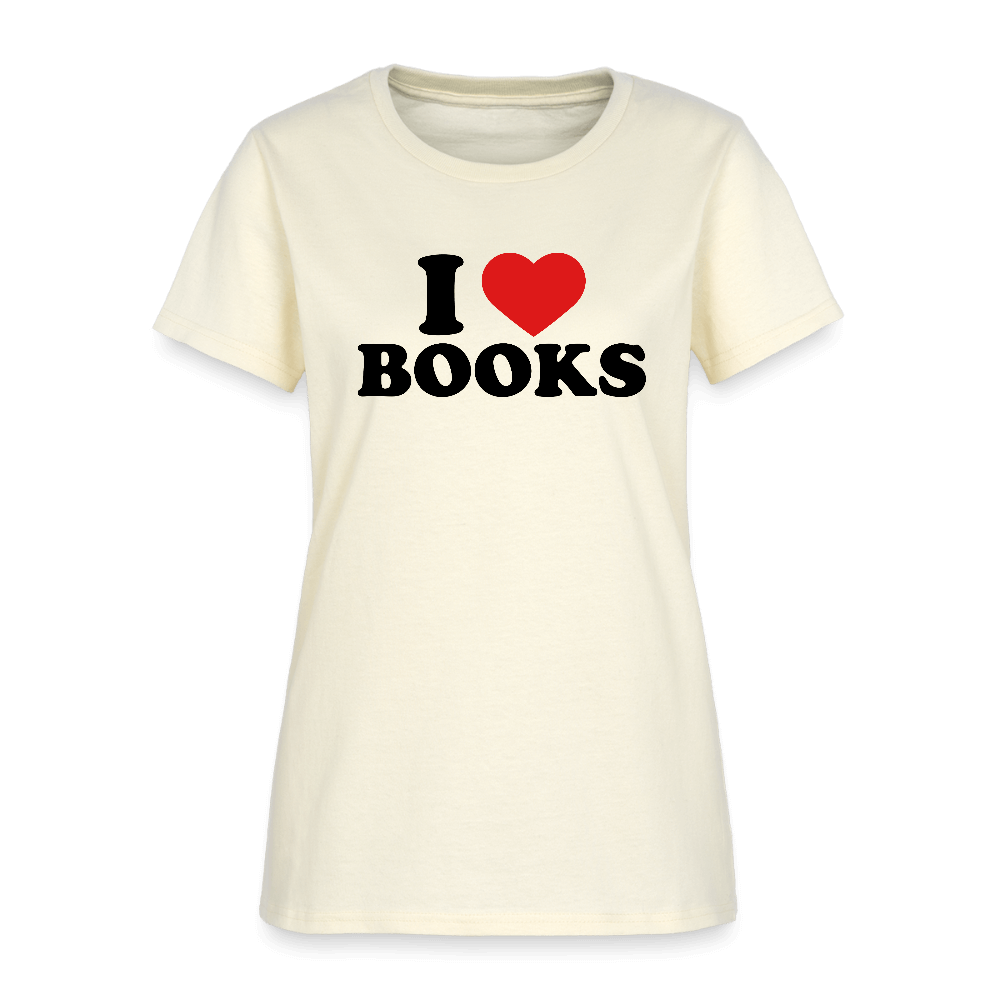 I Love Books Women’s T-Shirt Color: off white