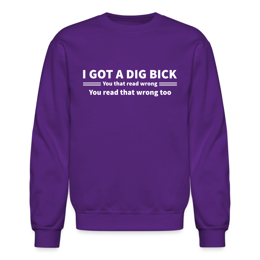 I Got a Dig Bick (You That Read Wrong) Sweatshirt - purple