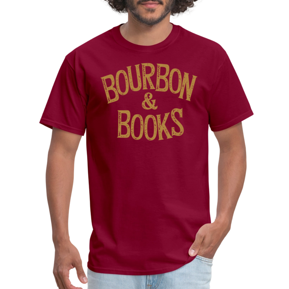 Bourbon & Books T-Shirt - burgundy