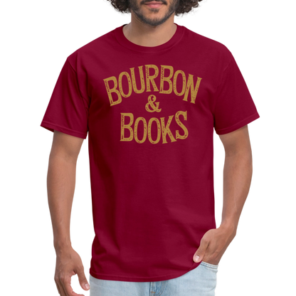 Bourbon & Books T-Shirt - burgundy