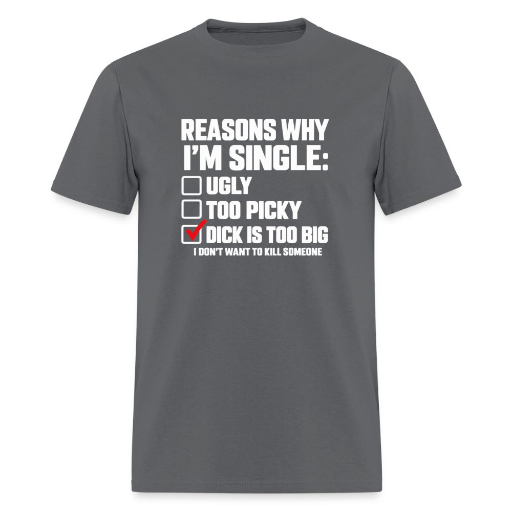 Reasons Why I'm Single Funny Adult Humor T-Shirt – Dirty Joke Graphic Tee Color: Charcoal